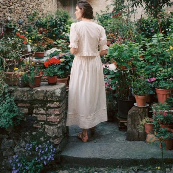 Christy Dawn The Sulien Skirt in Pearl Ivory Lace Eyelet Maxi - Picture 6 of 13